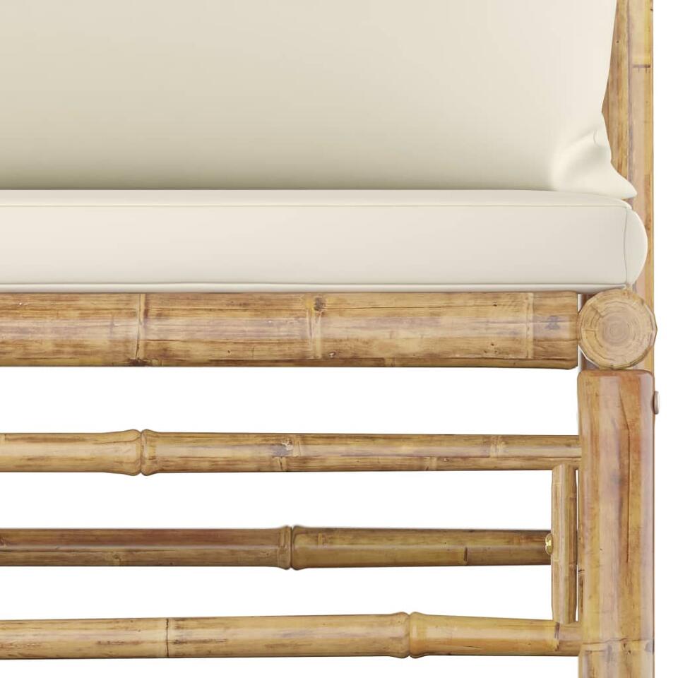 vidaXL 2-delige Loungeset met crèmewitte kussens bamboe