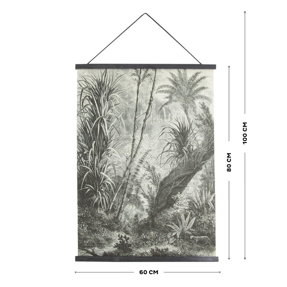 Kakemono affiche Jungle 60 x 80cm Noir blanc