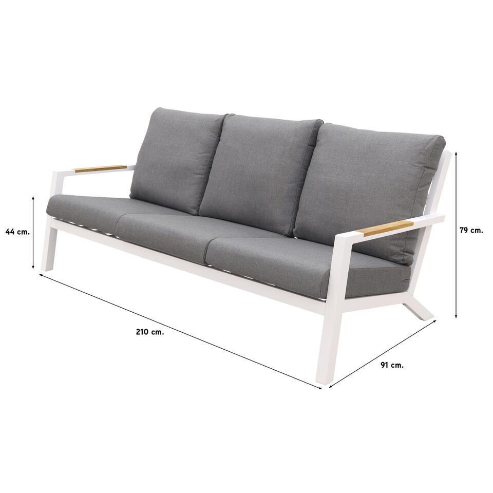 Hampton/Mindo stoel-bank loungeset 5-delig – Wit/Teak