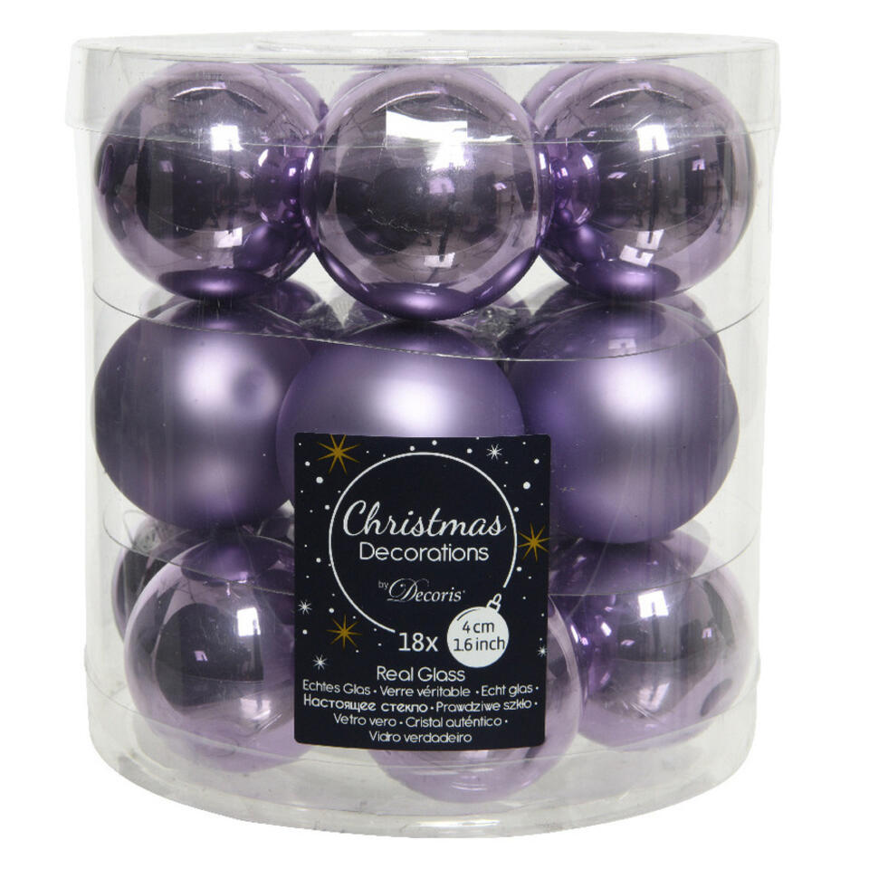 oppervlakkig Mis persoon Decoris Kerstballen - 18 stuks - glas - lila paars - 4 cm | Leen Bakker