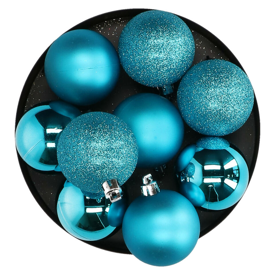 Annoteren Albany Het begin Atmosphera Kerstballen - 8st - kunststof - blauw-turquoise - 7cm | Leen  Bakker
