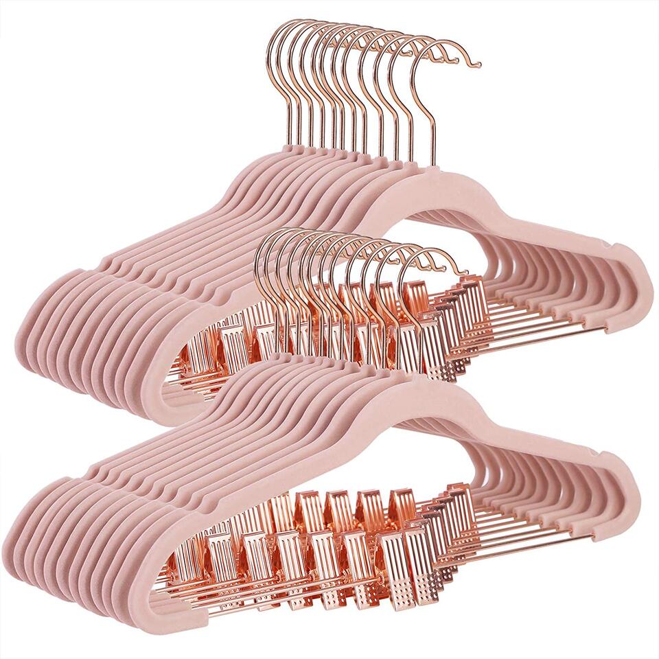 Kansen Ziek persoon Verleiding ACAZA Antislip kledinghangers - met verstelbare clips - 24 stuks - roze |  Leen Bakker
