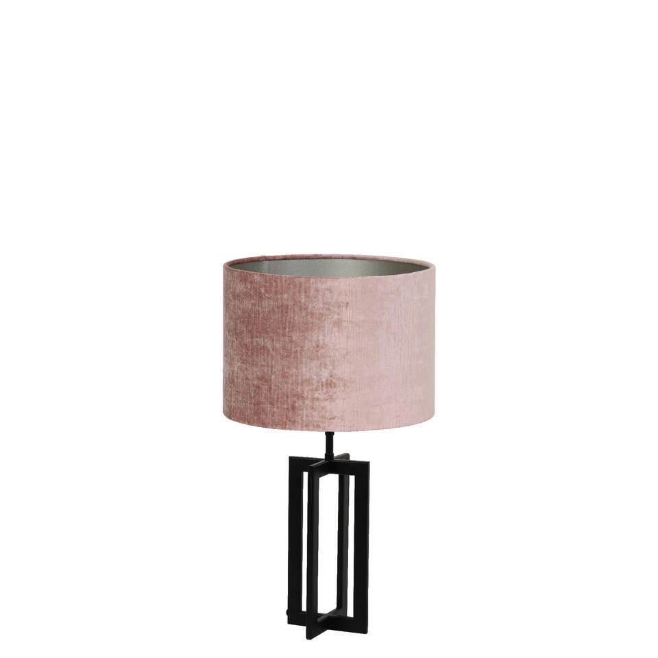 poort Bot Roux Tafellamp Mace/Gemstone - Zwart/Oud roze - Ø30x56cm | Leen Bakker