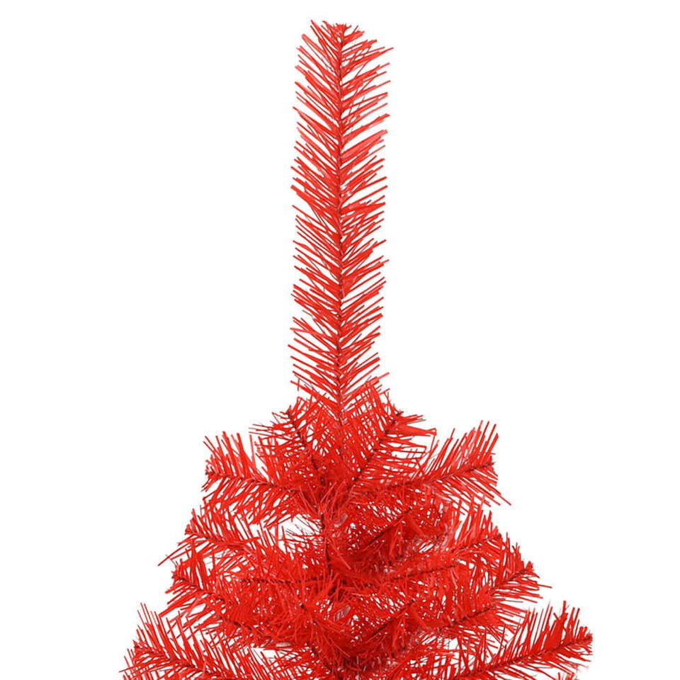 vidaXL Demi sapin de Noël artificiel avec support Rouge 150 cm PVC