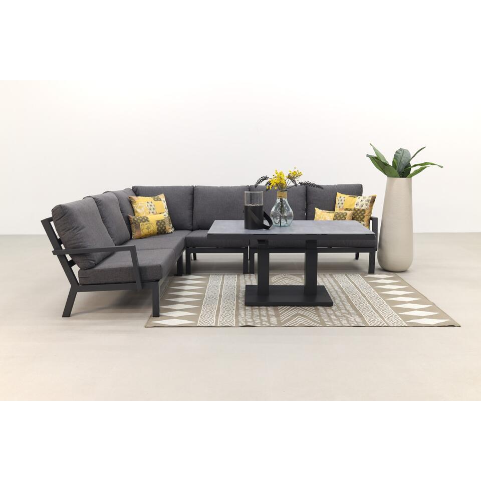 Rockford aluminium loungeset antraciet 5-delig - Verstelbare tafel