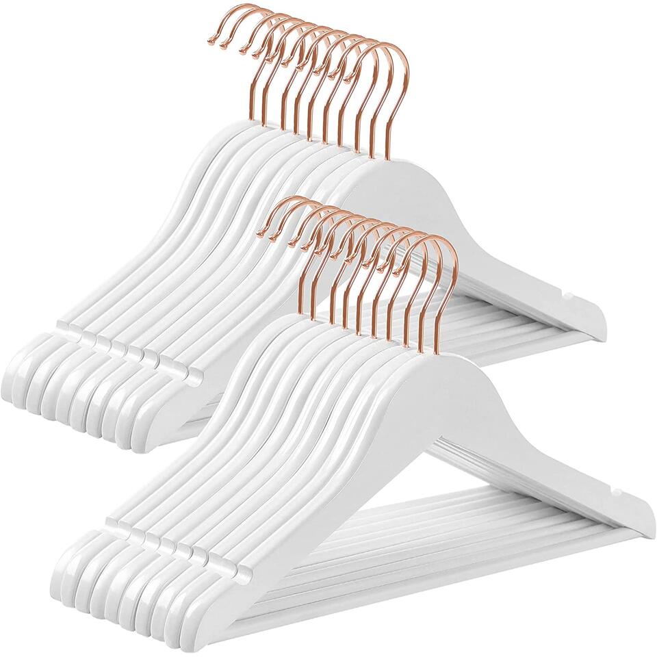 canvas partij onregelmatig ACAZA Set van 20 houten Hangers voor Kinderkleding - Wit en Goud | Leen  Bakker