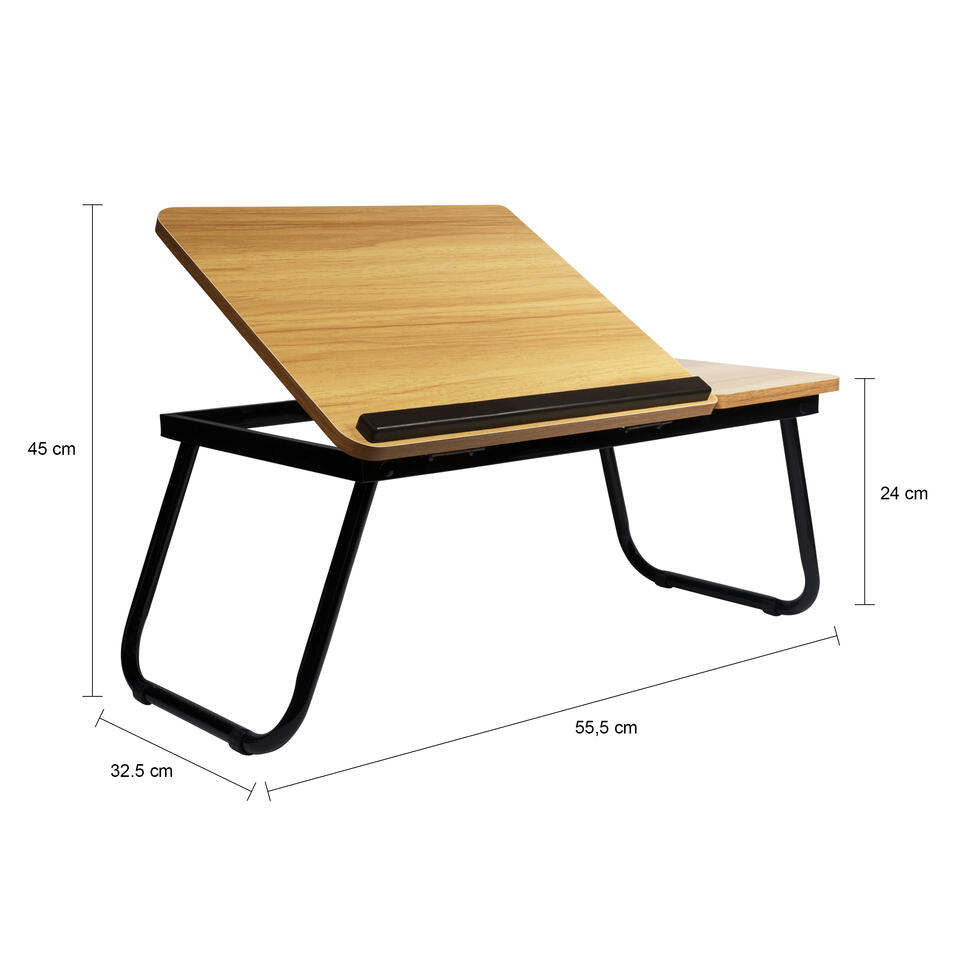 Plateau de lit pour petit déjeuner, table pliable en bois de chêne 53x