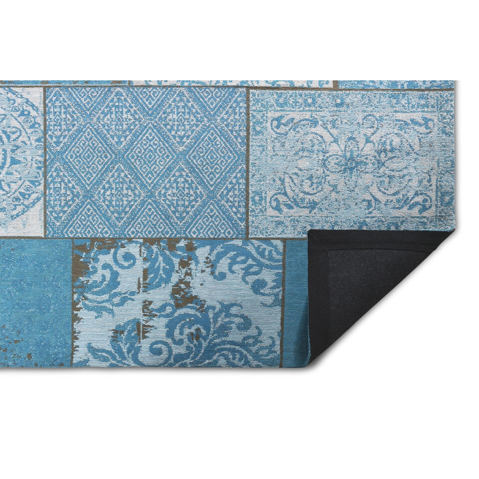 Lifa Living Vintage vloerkleed in Azuurblauw, 140 x 200