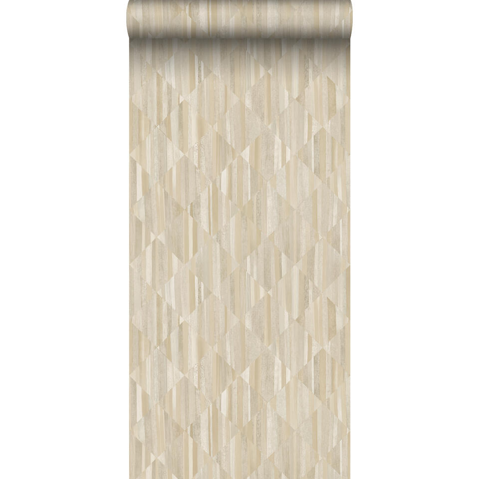 Vergelijkbaar interieur Uitgaven Origin Wallcoverings behangpapier - 3D-houtmotief - zand beige - 0.53 x  10.05 m | Leen Bakker