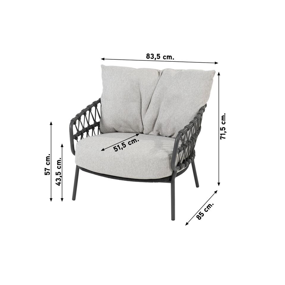 4SO Calpi stoel-bank loungeset + Yoga koffietafels en voetenbank - 6-delig