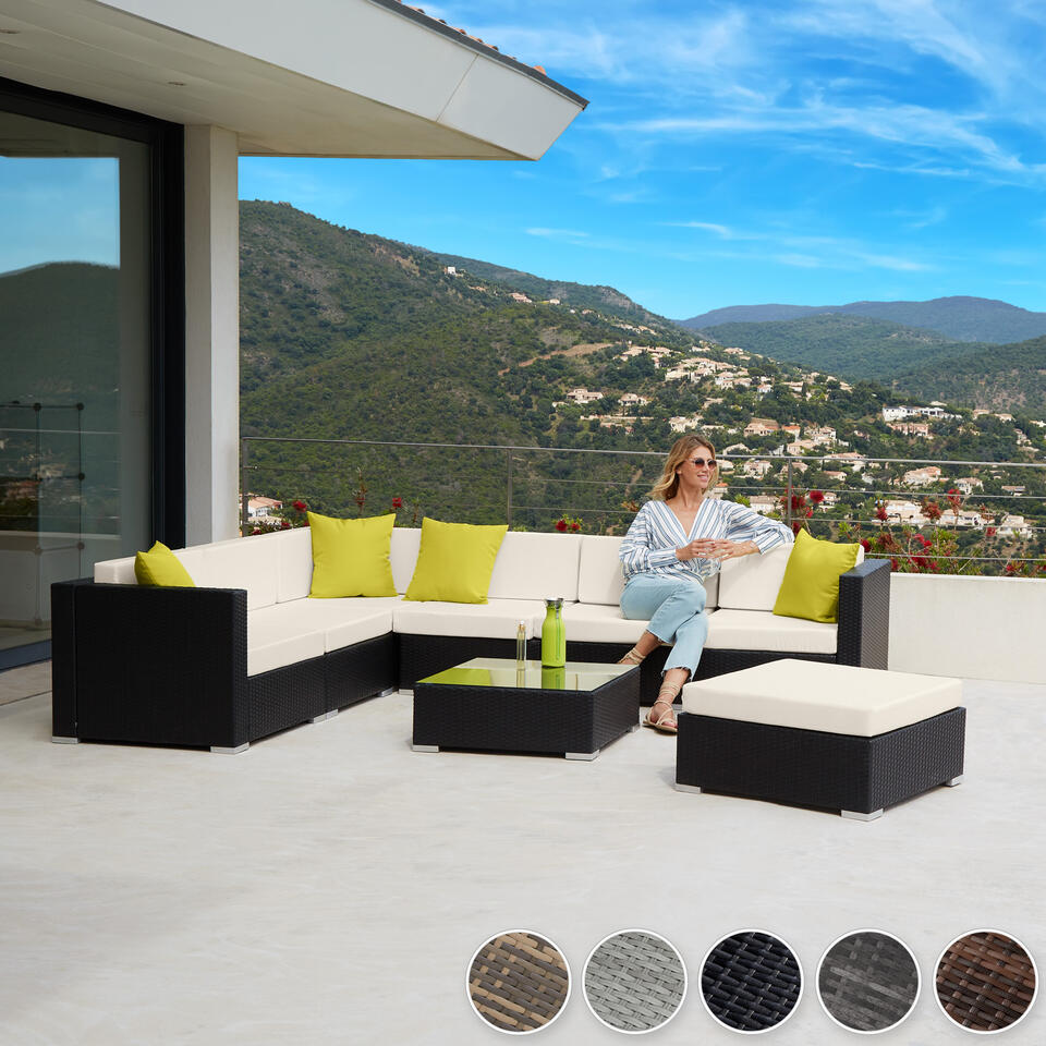 tectake - Loungeset Marbella - wicker tuinset - natuurkleur
