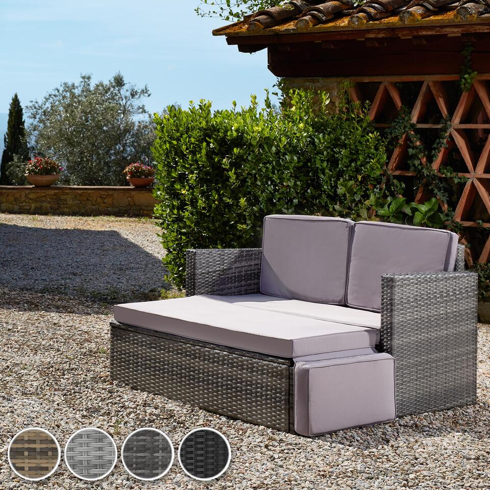 tectake - loungesofa - wicker tuinstoel - Corfu - kleur lichtgrijs