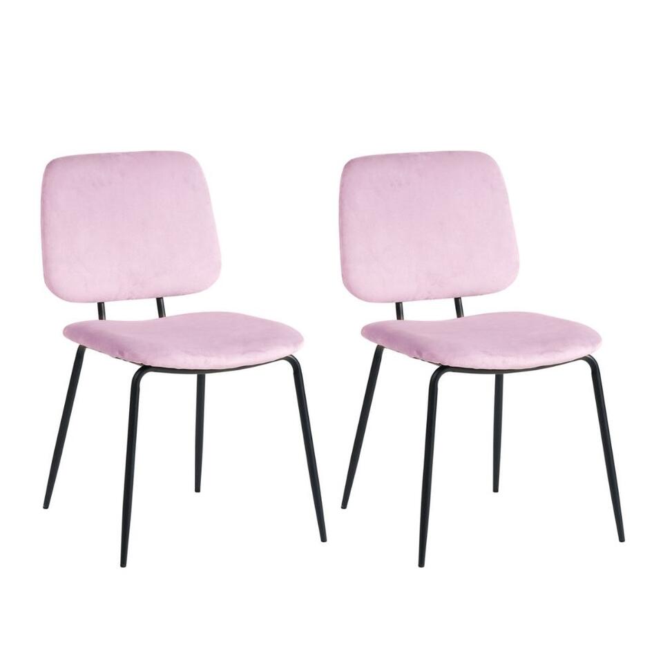 Koning Lear dynamisch globaal Lot de 2 chaises de salle à manger Jerry velours rose - Tissu velours | Leen  Bakker
