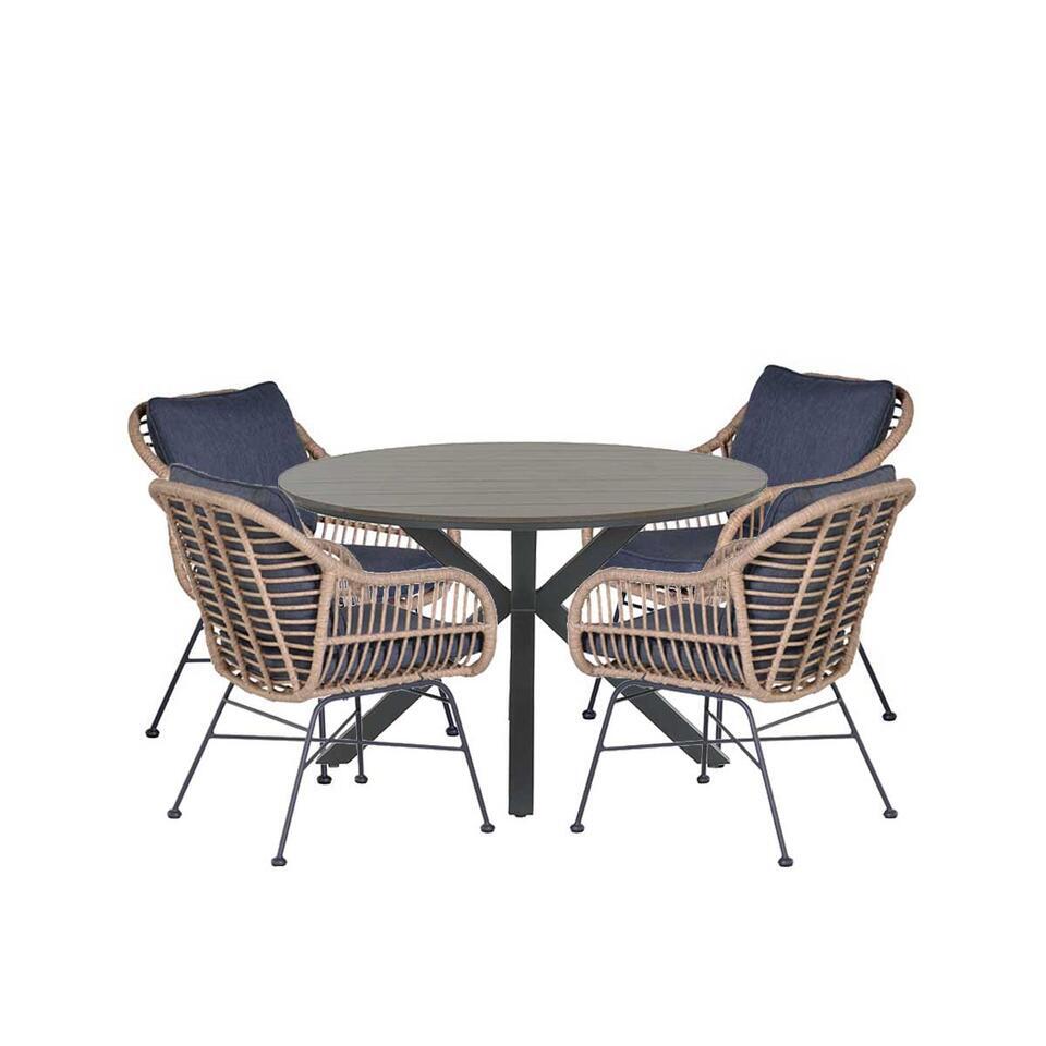 Lucas ensemble de jardin 5pièces Brun Tulli table de jardin Gris