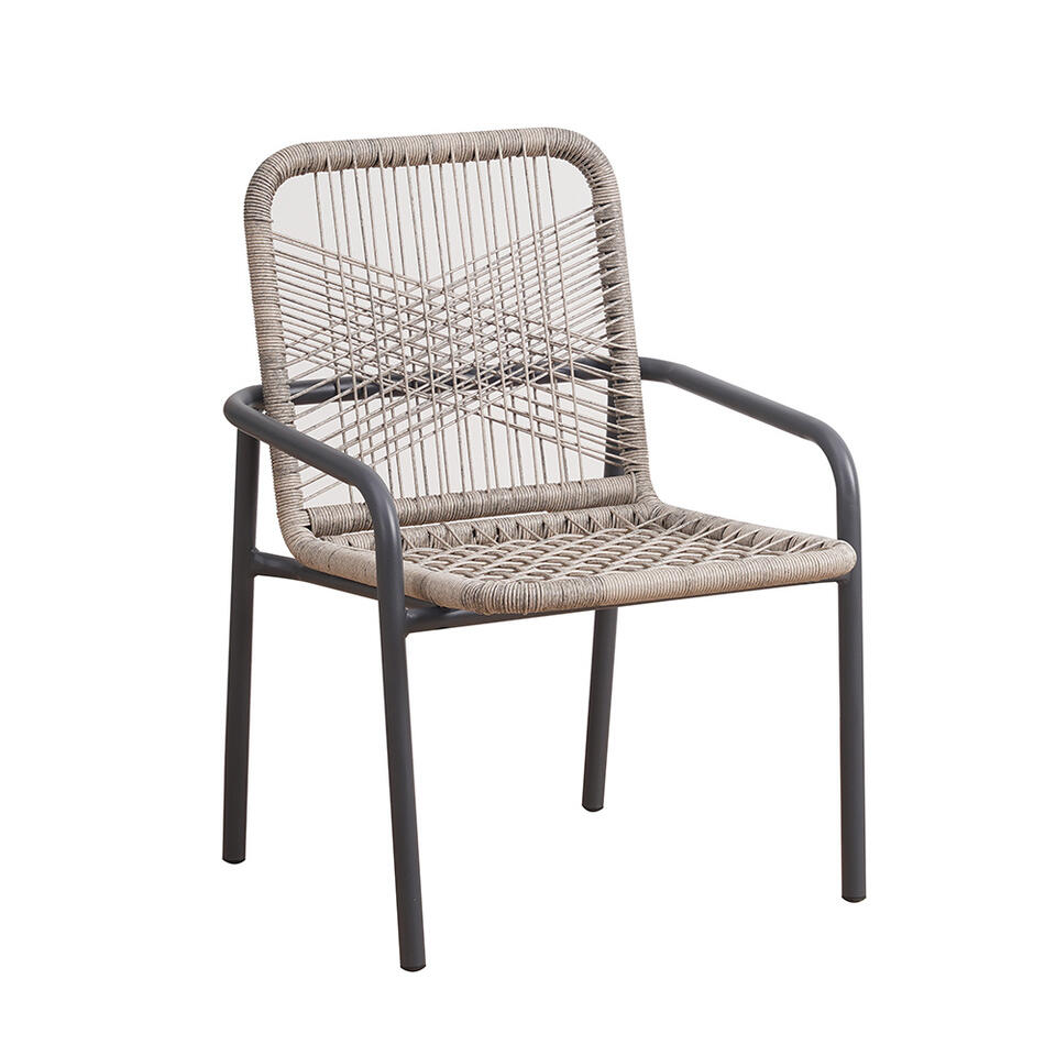 Chaise de jardin avec accoudoirs Iza corde anthracite - Dimehouse