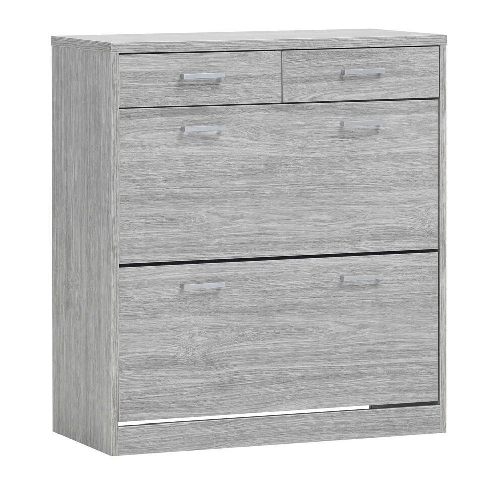 Armoire à chaussures Spacio 2 grands & 2 petits tiroirs chêne gris