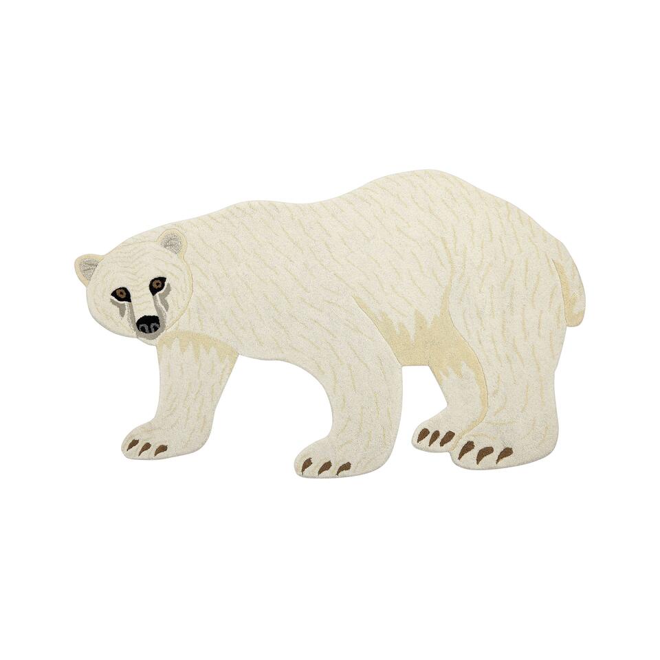 Tapis pour enfants en laine blanc 100 x 160 cm ours polaire IOREK