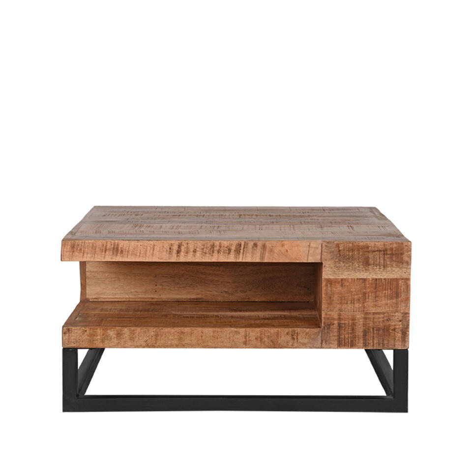 LABEL51 Table basse cubique 80x80x40 cm - Brut - Bois de manguier ...
