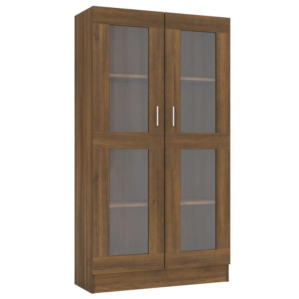 vidaXL - 2-deurs Kledingkast met planken - Hout - Zwart eiken - 55x25x189 cm | Leen Bakker vidaXL - 2-deurs Kledingkast met planken - Hout - Zwart eiken - 55x25x189 cm | Leen Bakker