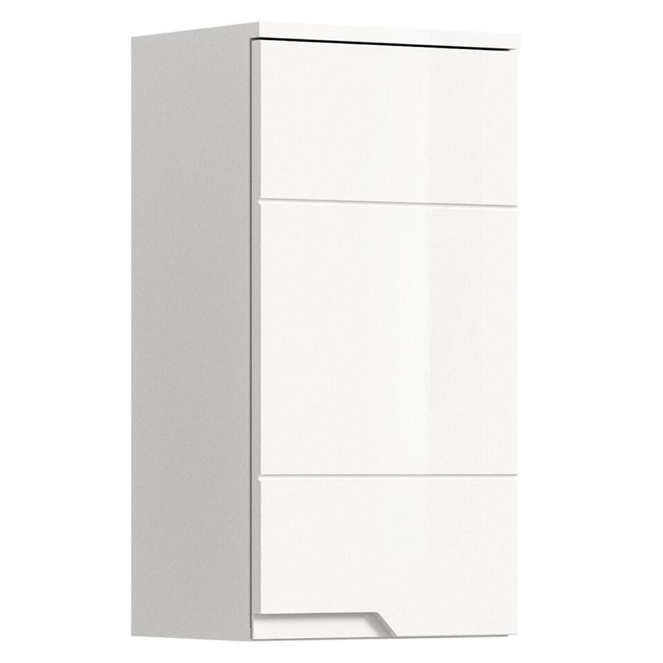 Hioshop Solero badkamerkast 1 deur- 1 lade wit hoogglans- wit | Leen Bakker
