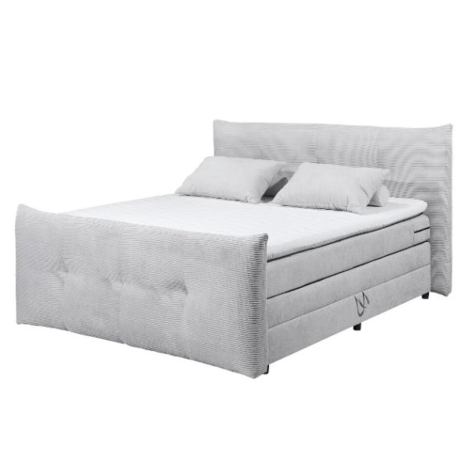 Lit Boxspring Milano - Surmatelas inclus - 180 x 200 cm - Gris | Leen ...