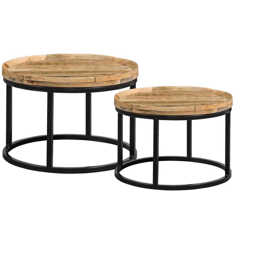 Ilja table de salon - naturelle/noire (le lot de 2) - 40x70 cm