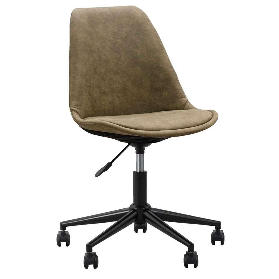 Chaise de bureau Senja - tissu vert - métal noir