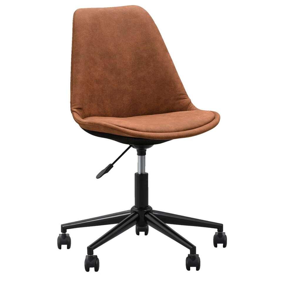 Chaise de bureau Senja - tissu en couleur cognac - métal noir