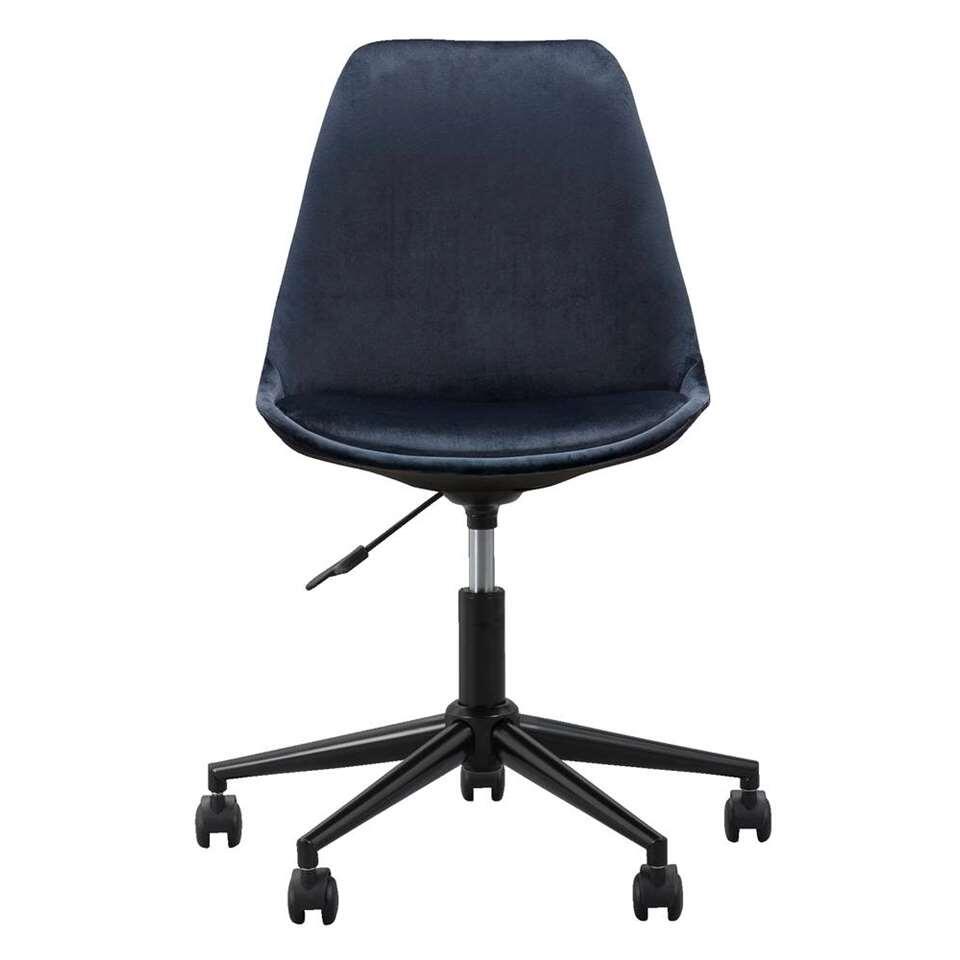 Chaise de bureau Senja - velours bleu - métal noir