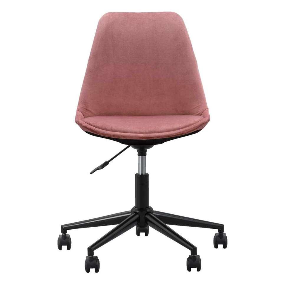 Chaise de bureau Senja - velours rose - métal noir