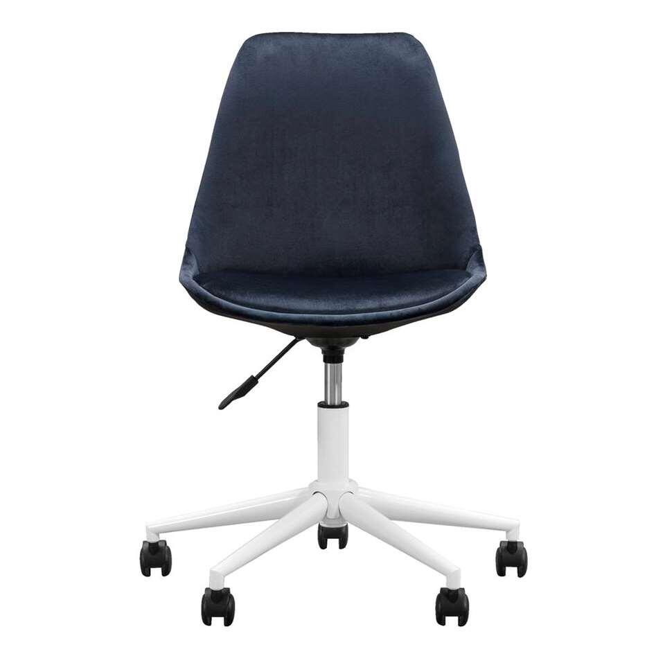 Chaise de bureau Senja - velours - bleue