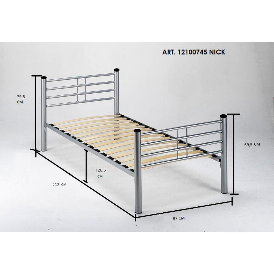 Bed Nick - matte antracietkleur - 90x200 cm