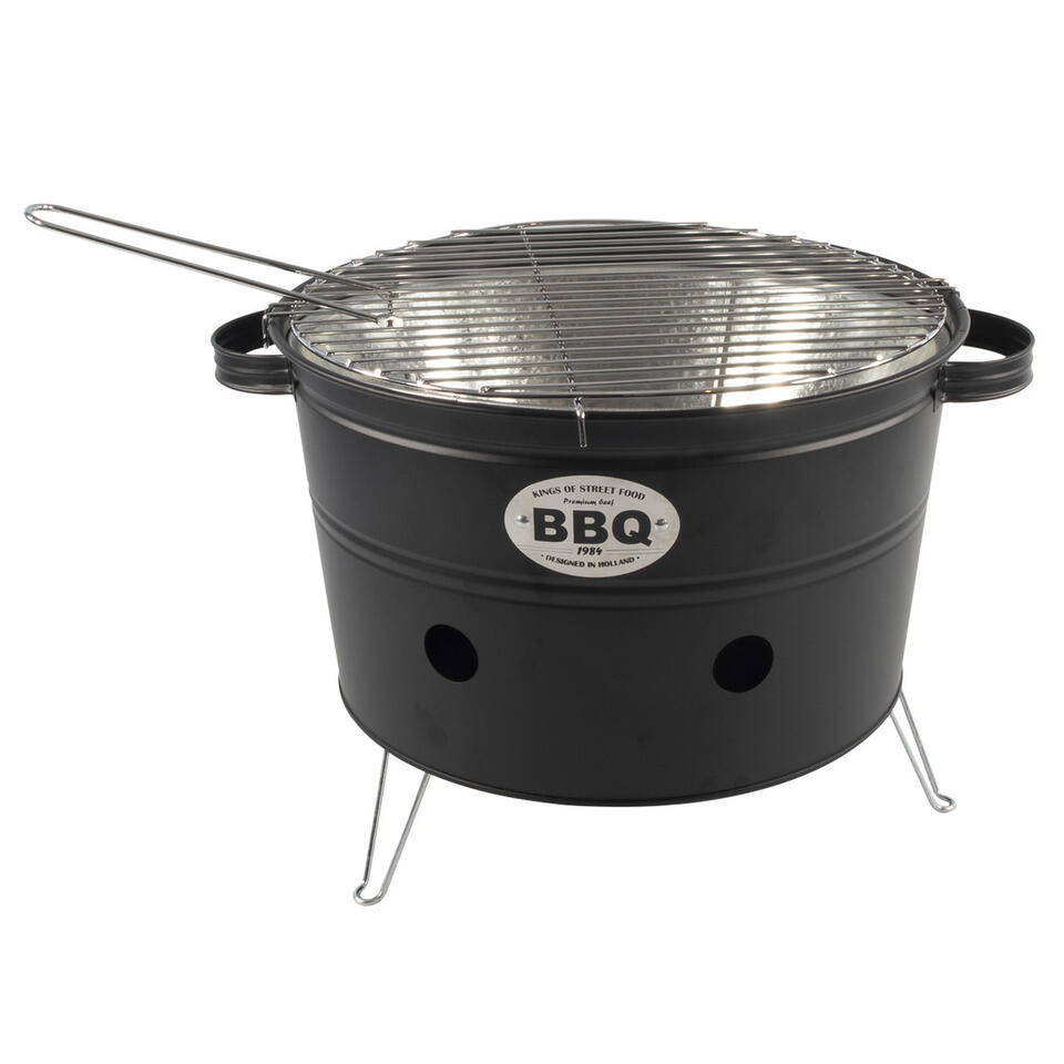 Barbecue emmer - tafelmodel - zwart - 33 cm
