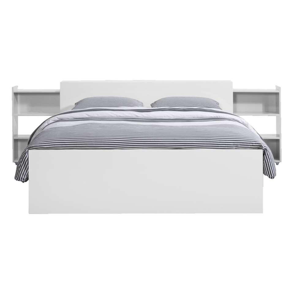 Rangement tête de lit Naia - blanc brillant - 140 cm