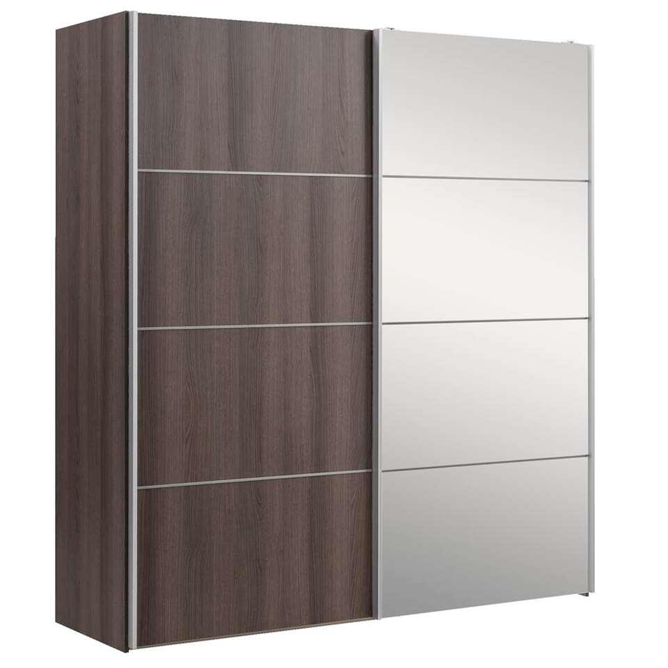 Schuifdeurkast Verona - grijs eiken/spiegel - 200x182x64 cm