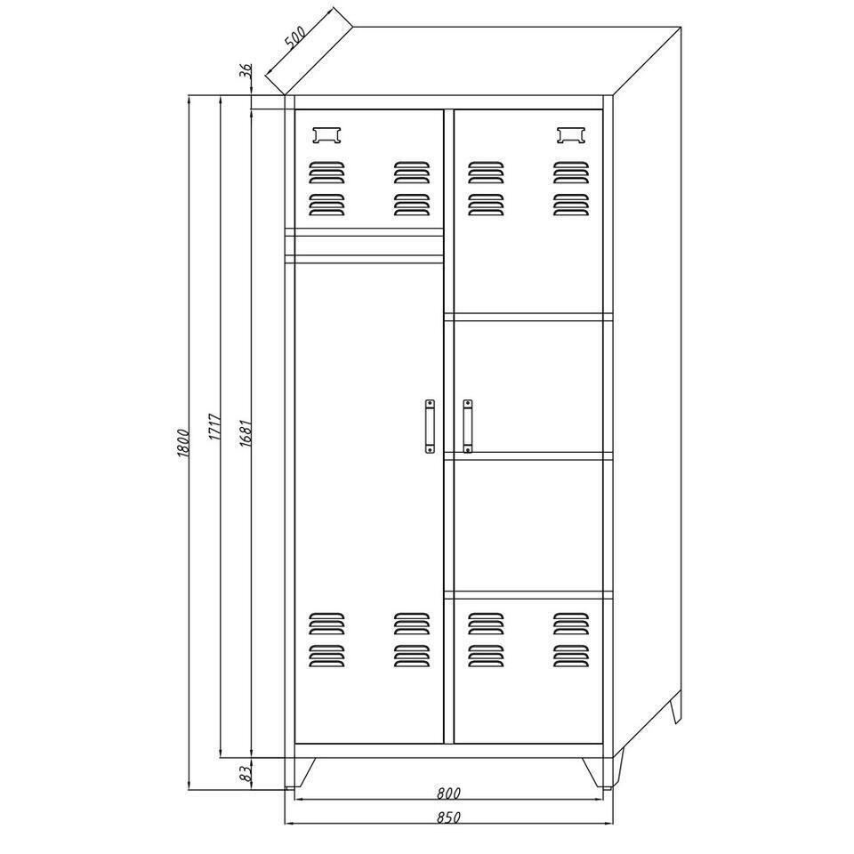 Armoire casier Mick 2 portes - couleur anthracite - 180x85x50 cm