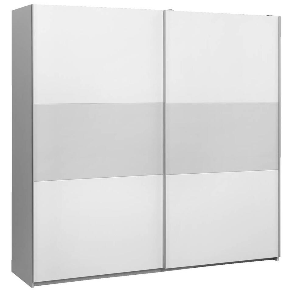Schuifdeurkast Napoli - wit/grijs, softclose - 210x215x60 cm