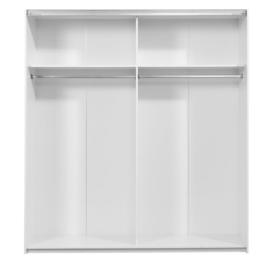Armoire à portes coulissantes Verona blanche - couleur chêne - 200x182x64 cm