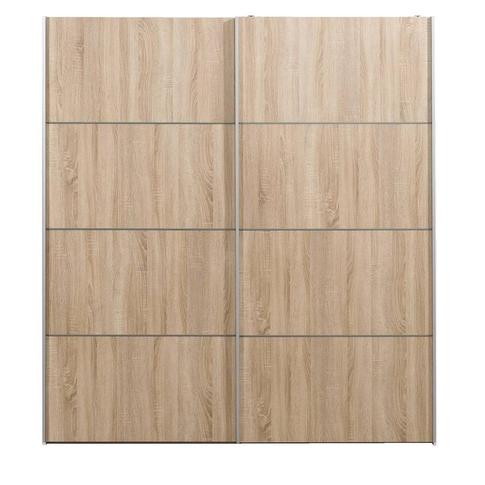 Armoire à portes coulissantes Verona blanche - couleur chêne - 200x182x64 cm | Leen Bakker