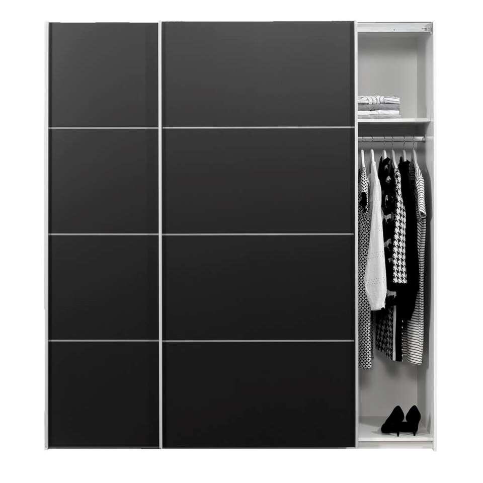 Schuifdeurkast Verona wit - zwart - 200x182x64 cm