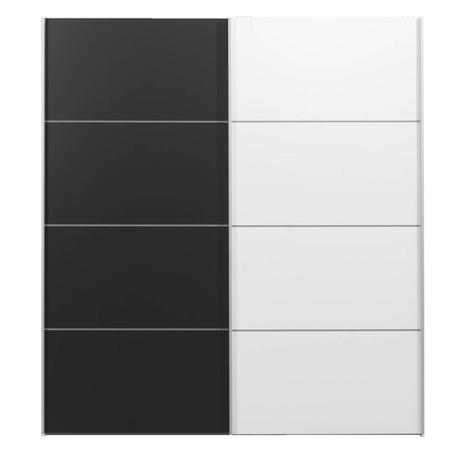 Schuifdeurkast Verona wit - zwart/wit - 200x182x64 cm