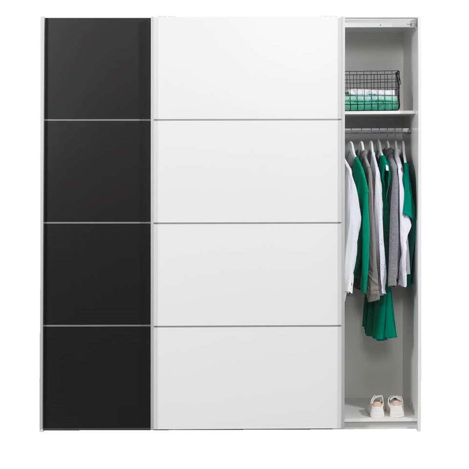 Armoire à portes coulissantes Verona blanche - noire/blanche - 200x182x64 cm