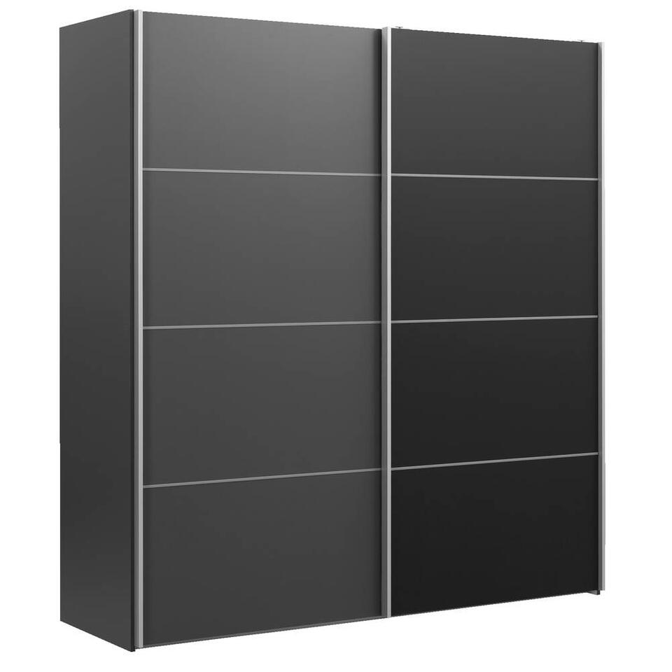 Schuifdeurkast Verona antraciet - antraciet/zwart - 200x182x64 cm