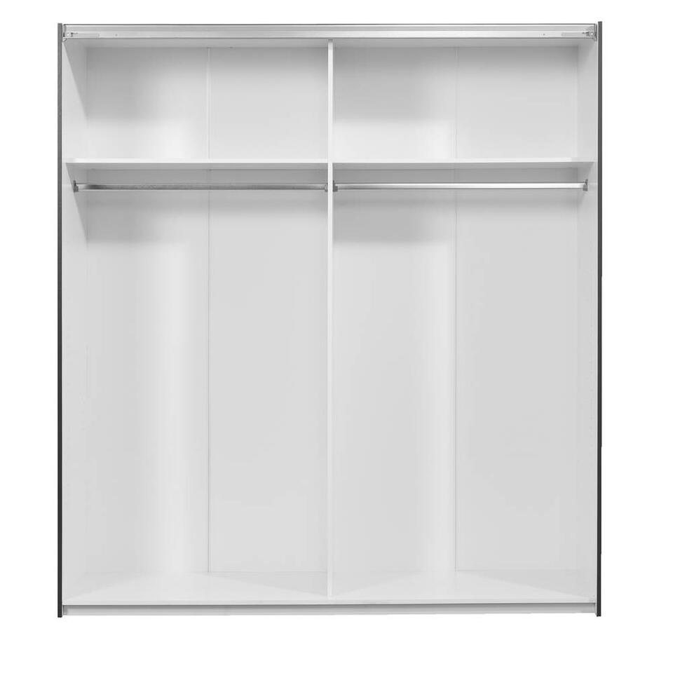 Armoire à portes coulissantes Verona blanche - noire/miroir - 200x182x64 cm