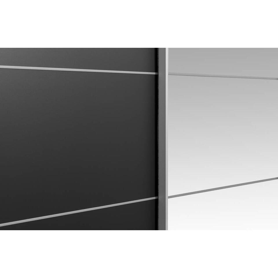 Armoire à portes coulissantes Verona blanche - noire/miroir - 200x182x64 cm