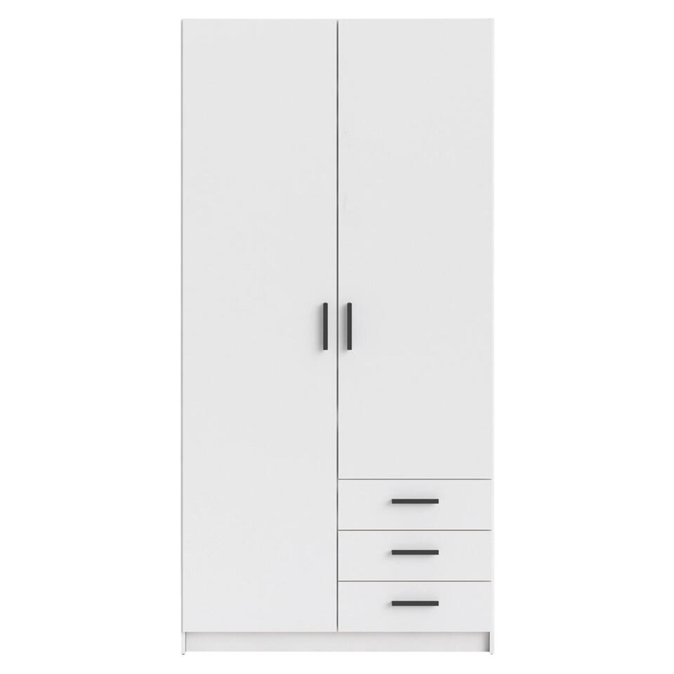 Kleerkast Sprint 2-deurs - wit - 200x98,5x50 cm