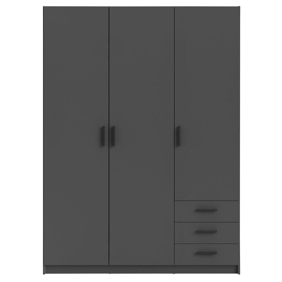 Kleerkast Sprint 3-deurs - antracietkleur - 200x147x50 cm