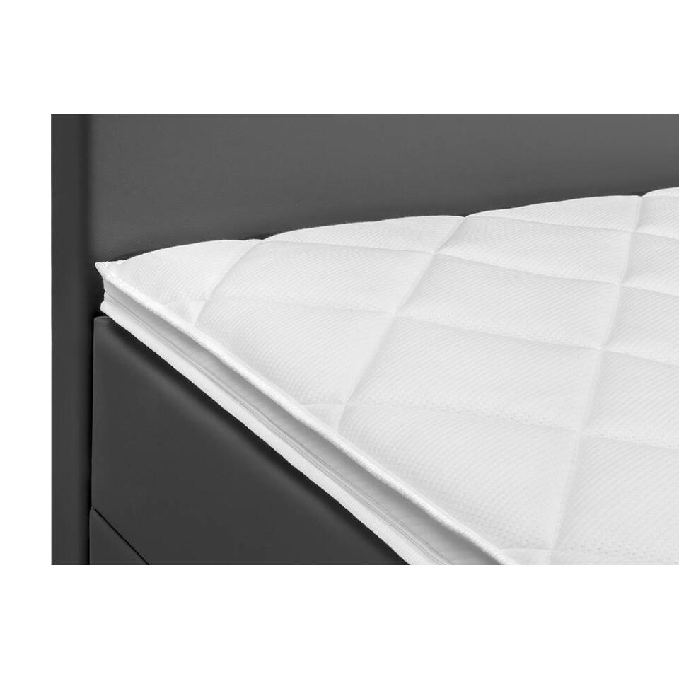 Lit tapissier espace de rangement Varena look aspect cuir - gris foncé - 140x200