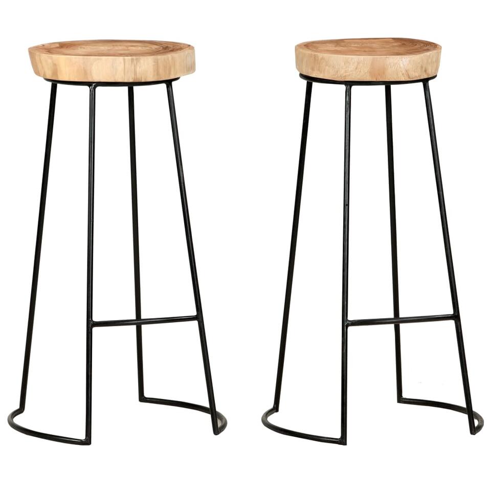 Tabourets de bar lot de 2 bois d'acacia solide