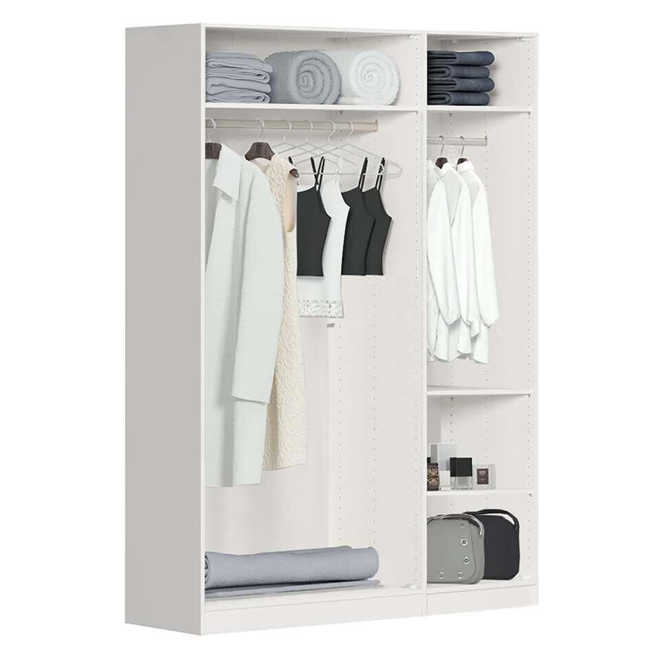 STOCK kledingkast 3-deurs - wit - 236x152,2x56,5 cm